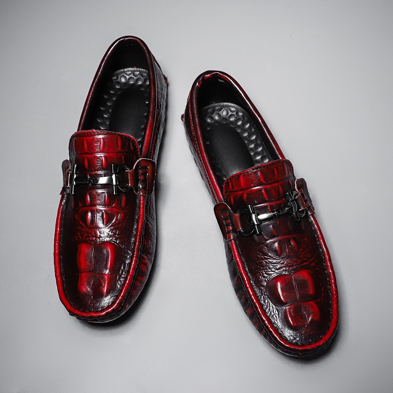 Crocodile Pattern Gommino Men's Shoes Breathable Business foto 2