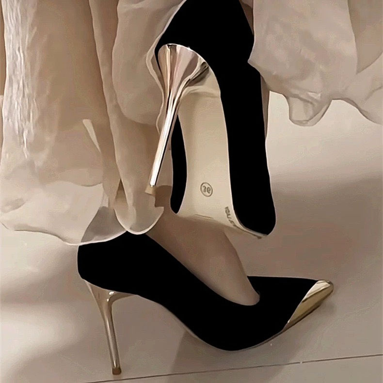 Summer New Socialite Style French Style Metal Pointed Stiletto Heel High Heels For Women foto 5