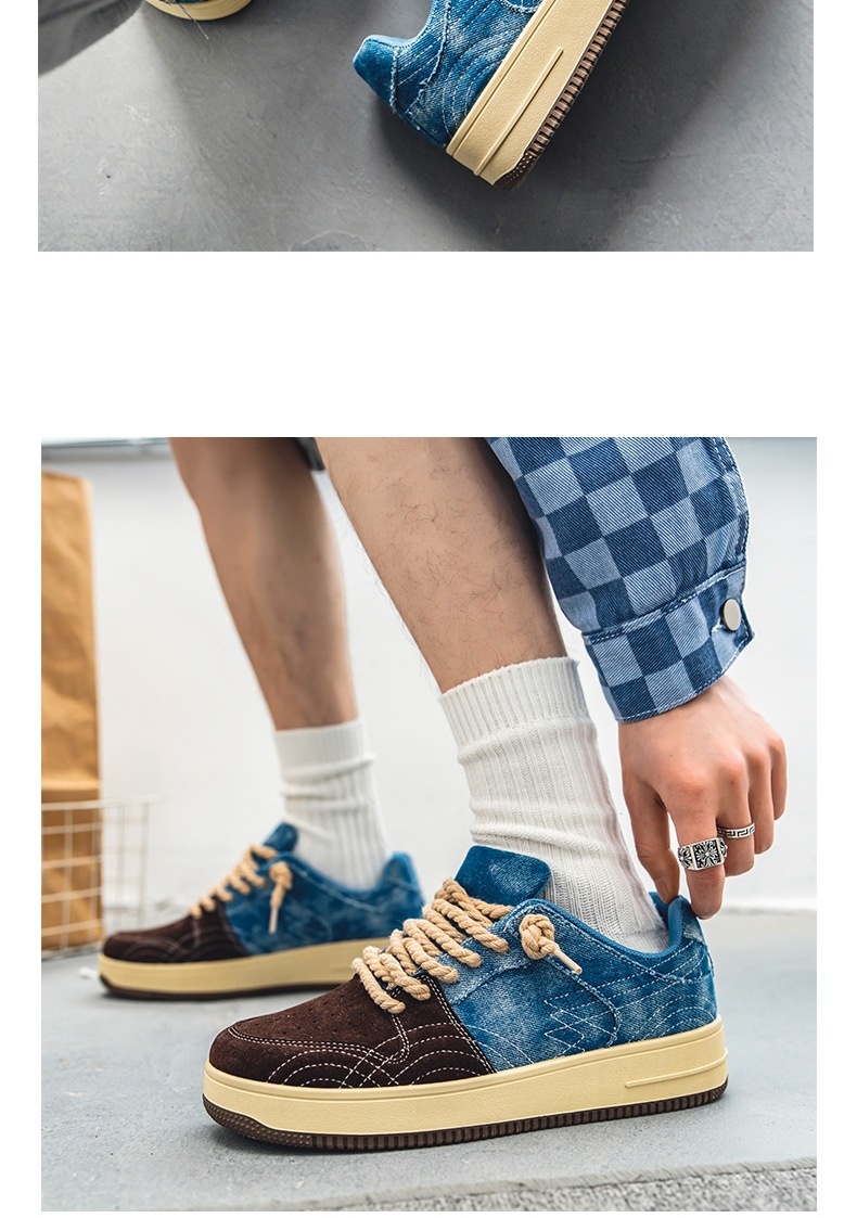 Leisure Denim Board Shoes Men Lace-up Flats Skateboard foto 3