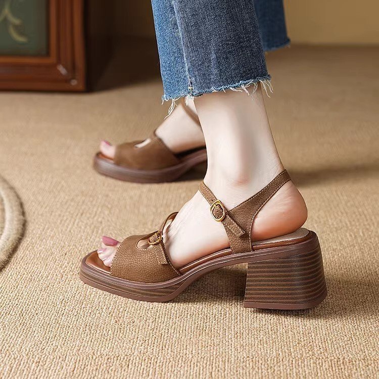 Open Toe Square Toe Women's Commuter Out Retro Platform Sandals foto 2