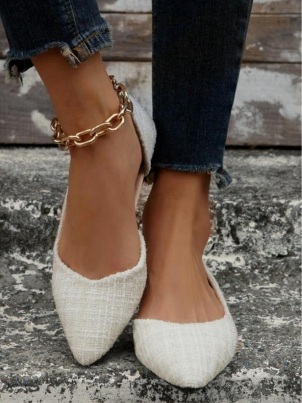 Women's Solid Color Pointed Toe Flat Shoes Fashionable Slip foto 5