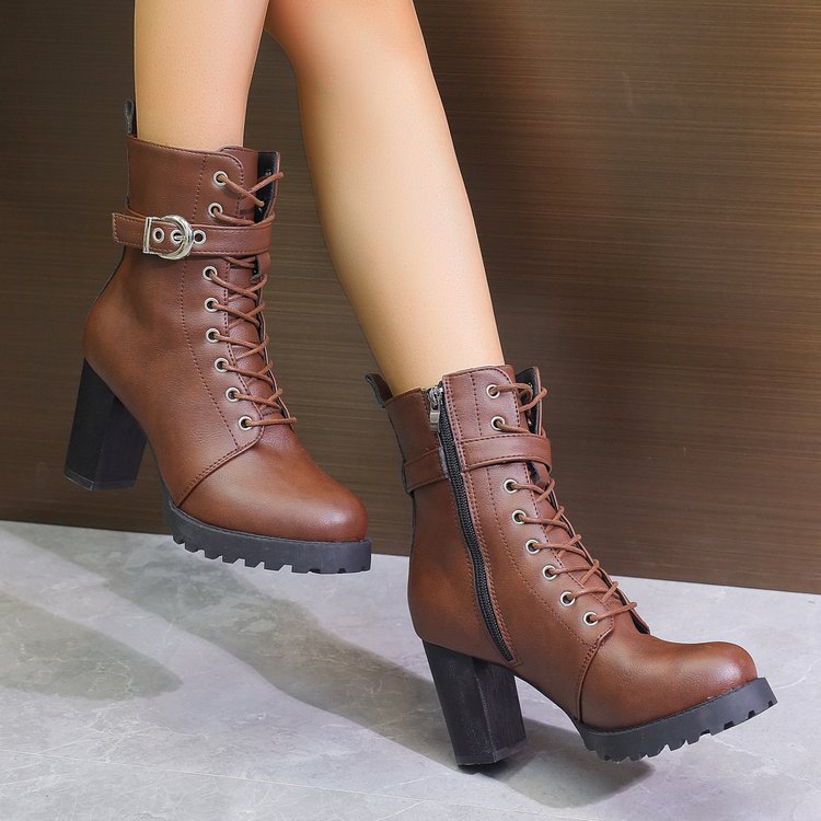 Autumn And Winter New Women's Plus Size Martin Boots Ankle Boots Belt Buckle foto 2