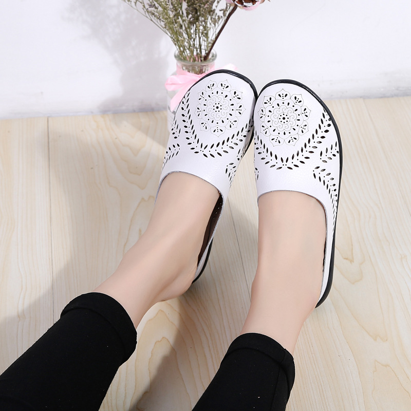 Plus-size Summer Cowhide Peep-toe Half Slippers For Women foto 3