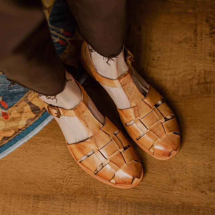Summer Low Heel Pig Cage Shoes Chunky Heel Retro Roman Sandals For Women foto 2