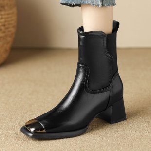 Slimming Martin Boots High Heel Maillard Leather Boots foto 5