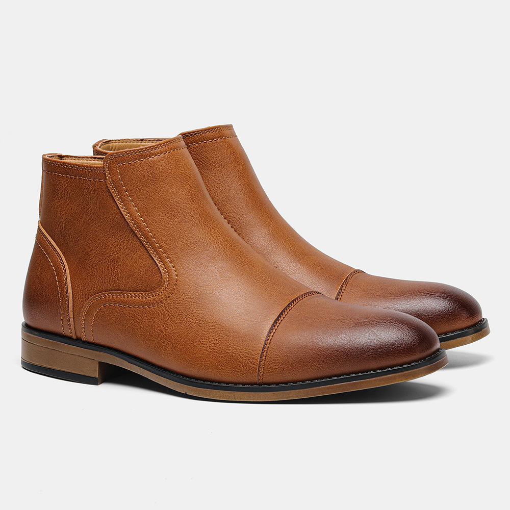 Plus Size Men's Chelsea Boots Inside Zipper Leather Boots foto 5