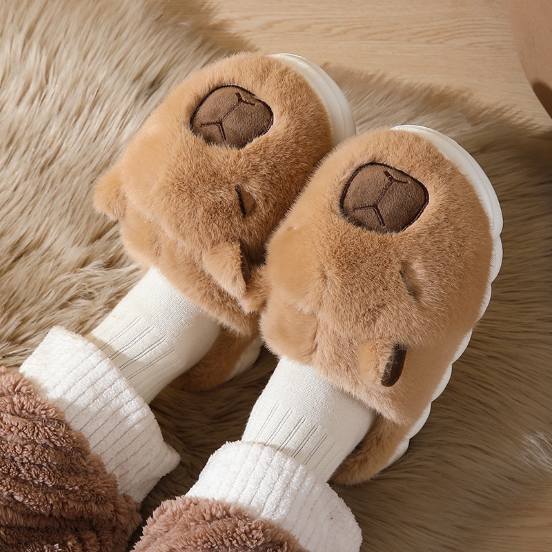 Family Of Three Plush Home Shoes Parent-child Winter Cute Capybara foto 5
