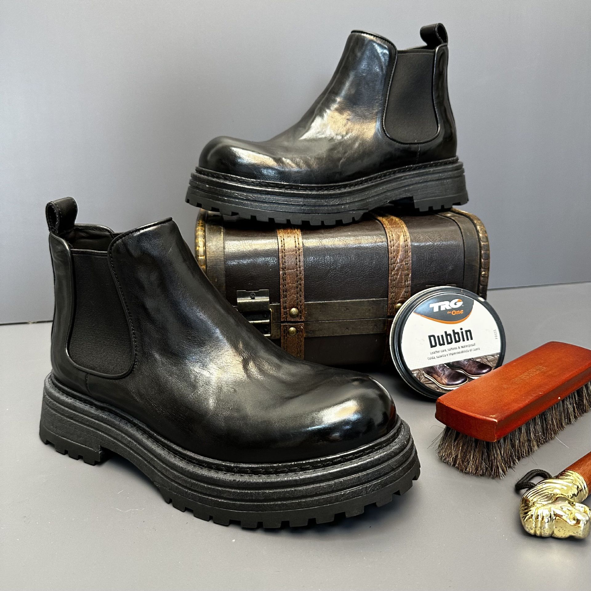 Men's Genuine Leather Retro Horse Leather High-top Martin Boots foto 2