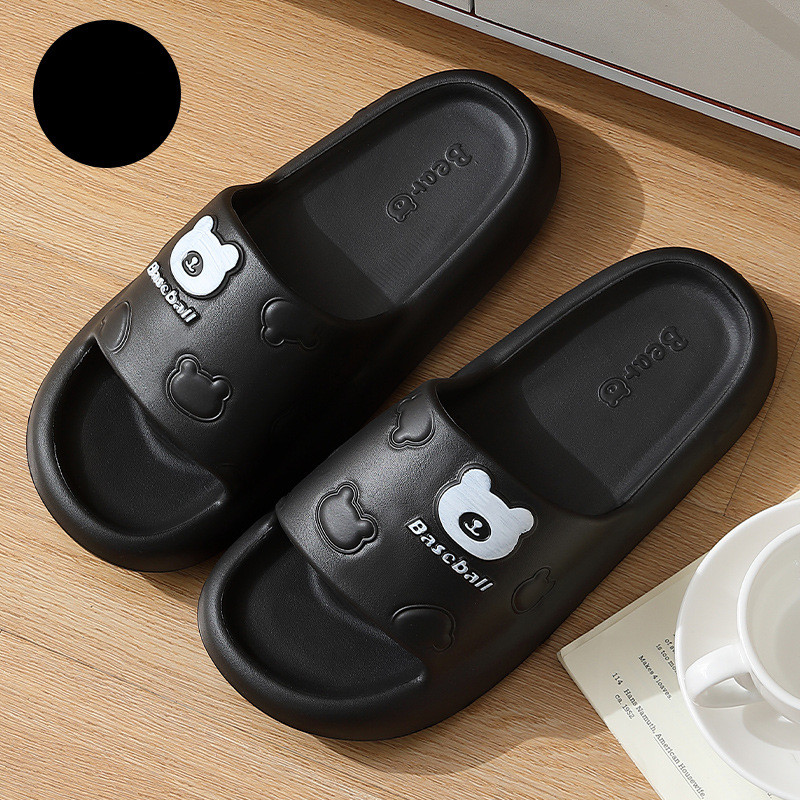 Cute Cartoon Bear Slippers For Women Summer Indoor Thick-soled Non-slip Floor Bathroom Home Slippers Men House Shoes foto 4