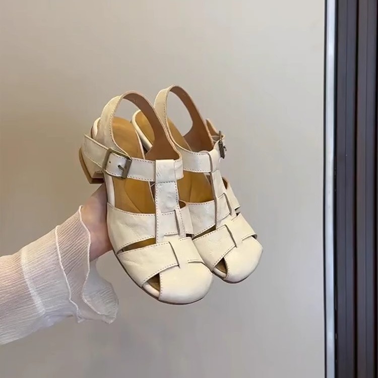 French Gentle Commuter Roman Shoes Women's Outer Wear Woven foto 3