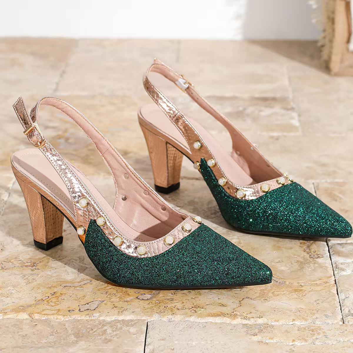 Womens Fashion Plus-Size Pointed-Toe High-Heel Sandals foto 4
