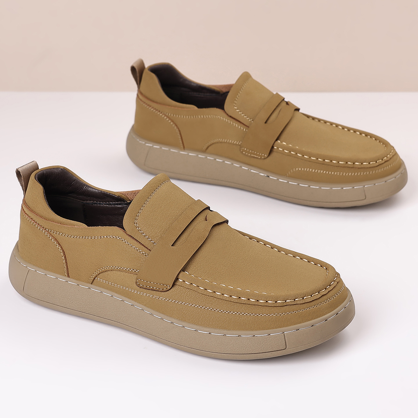 Mens Casual Slip-on Leather Shoes With Soft Soles foto 4
