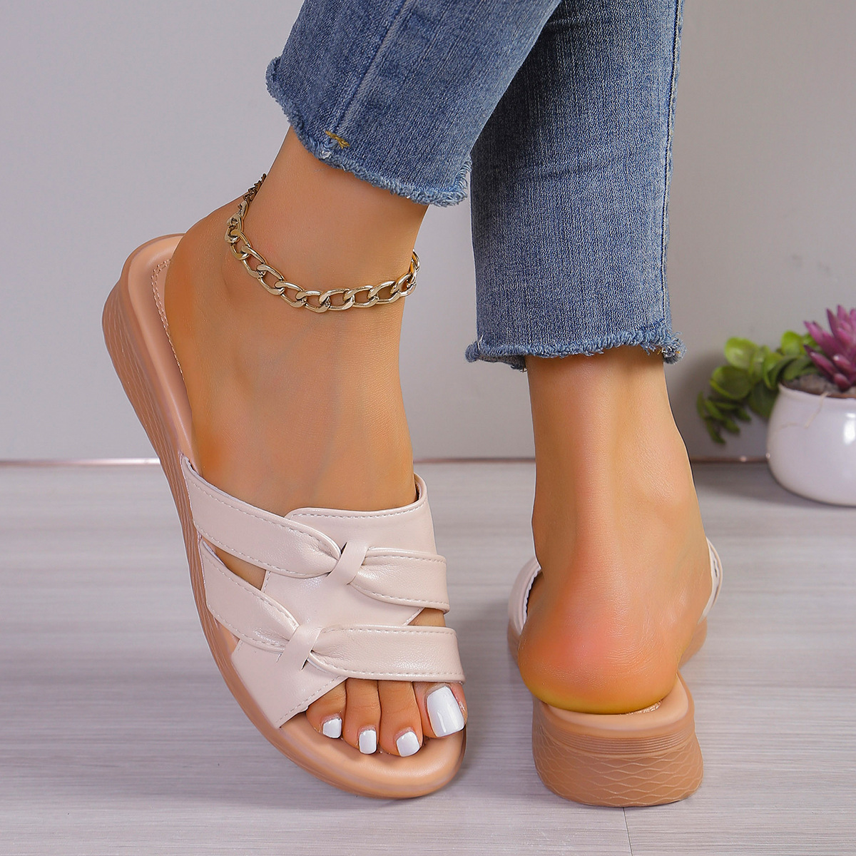 Bow-knot Plus-size Flat Sandals For Women foto 2