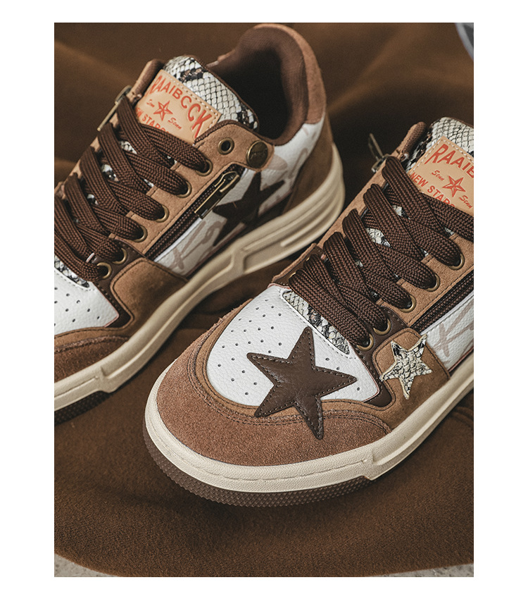 Brown Star Retro Minority Design Shoes foto 5