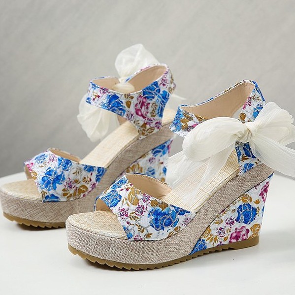 Women's Denim Cross Buckle Sandals