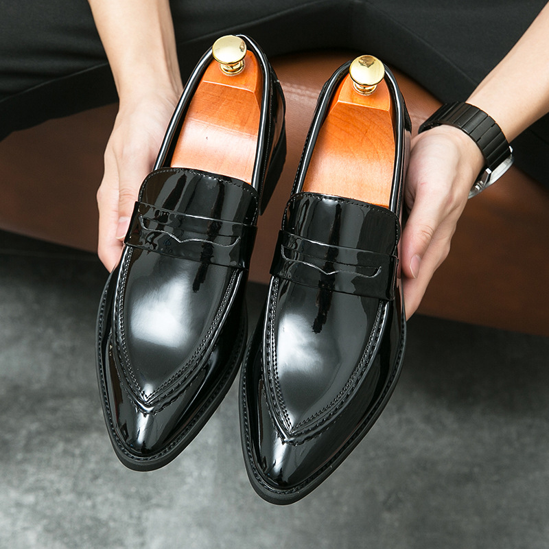 Men's Shoes, Pointed-toe Dress Shoes, Men's British-style Korean Loafers foto 5