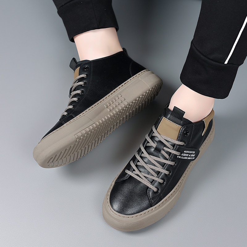 Men's Sports Casual Leather White Shoes foto 4