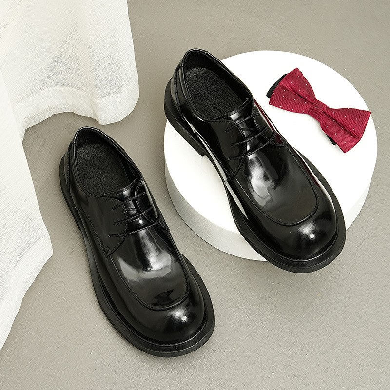 Wide Feet Leather Shoes Men's Genuine Leather High-grade Patent Leather Bright Surface foto 2