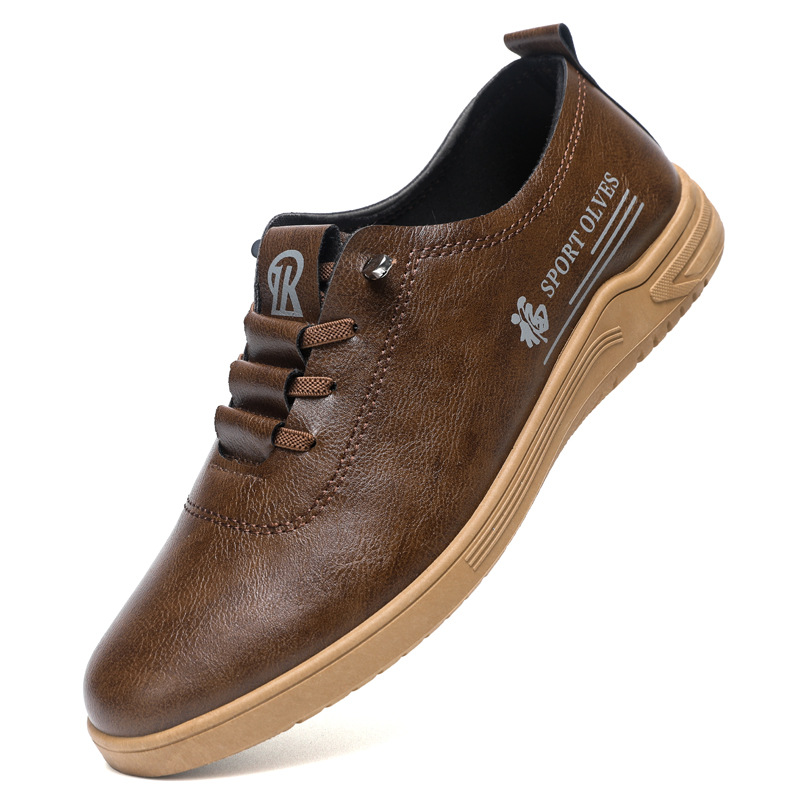 Men's Lace Up Casual Leather Shoes Fashion All-matching foto 5