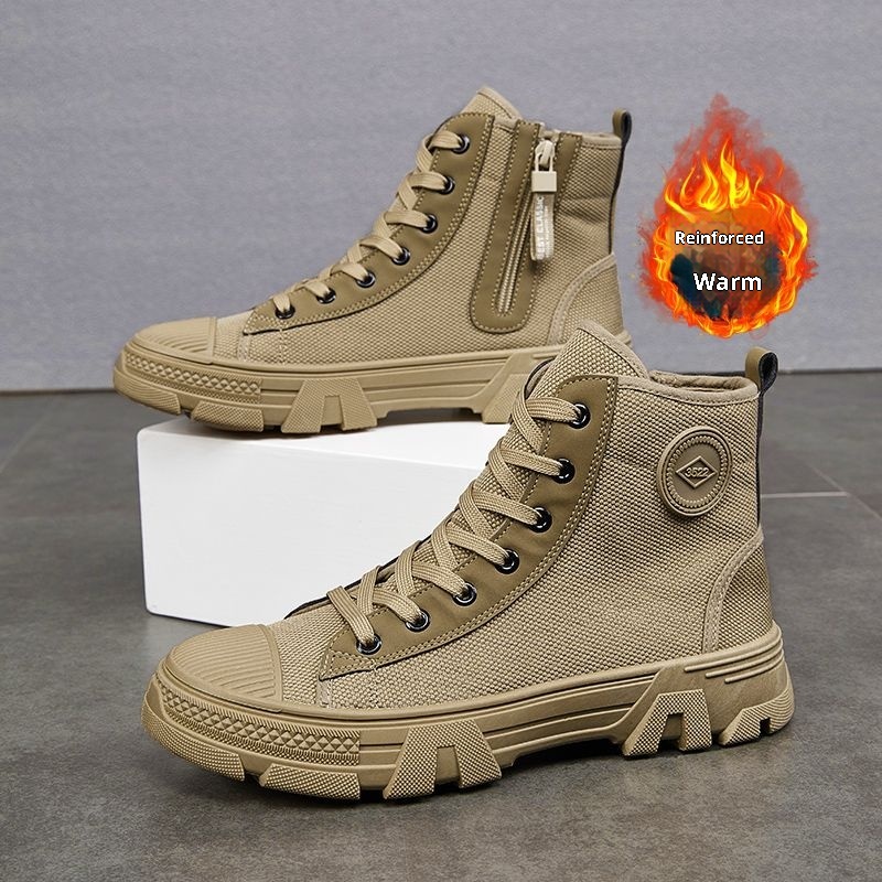 Breathable Men's High-top Non-slip Wear-resistant Side Zipper Protective Shoes foto 3