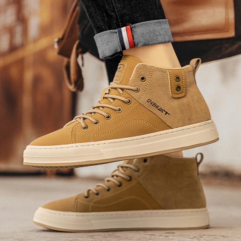 Autumn And Winter Mid-top Board Shoes Soft Leather Retro foto 2