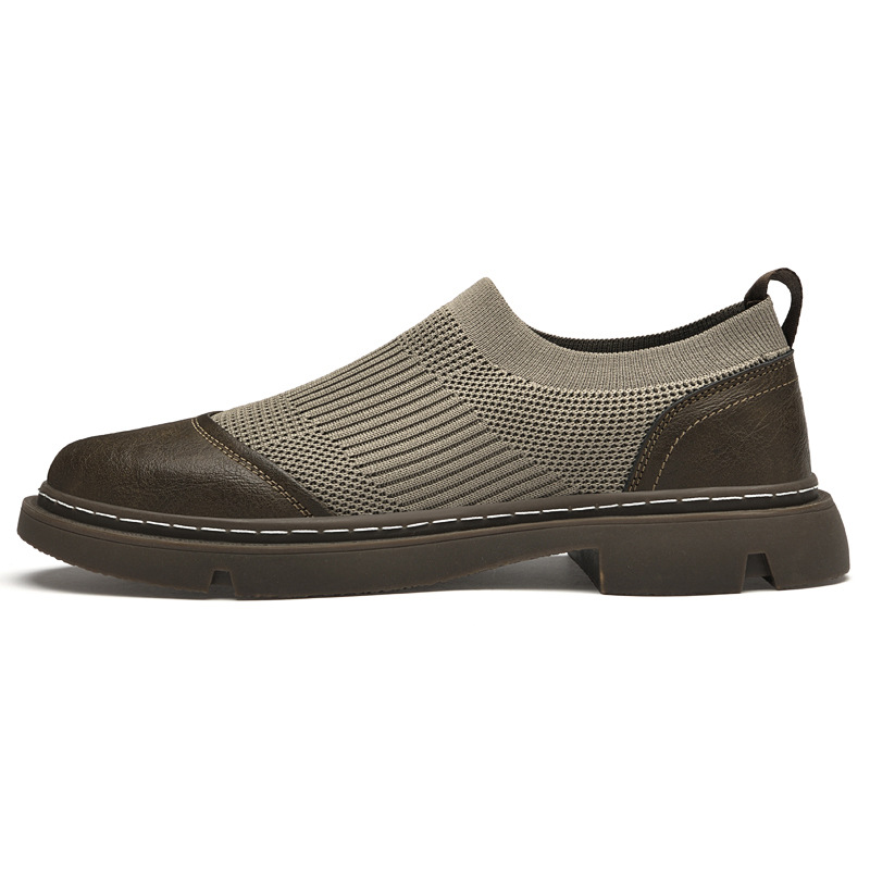 Rubber Cowhide Wear-resistant Round Toe Low-top Black Loafers foto 3