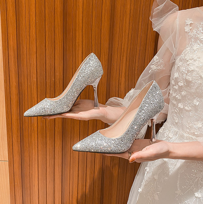 Wedding Dress Two-way Bridal Crystal High Heel Wedding Shoes foto 5