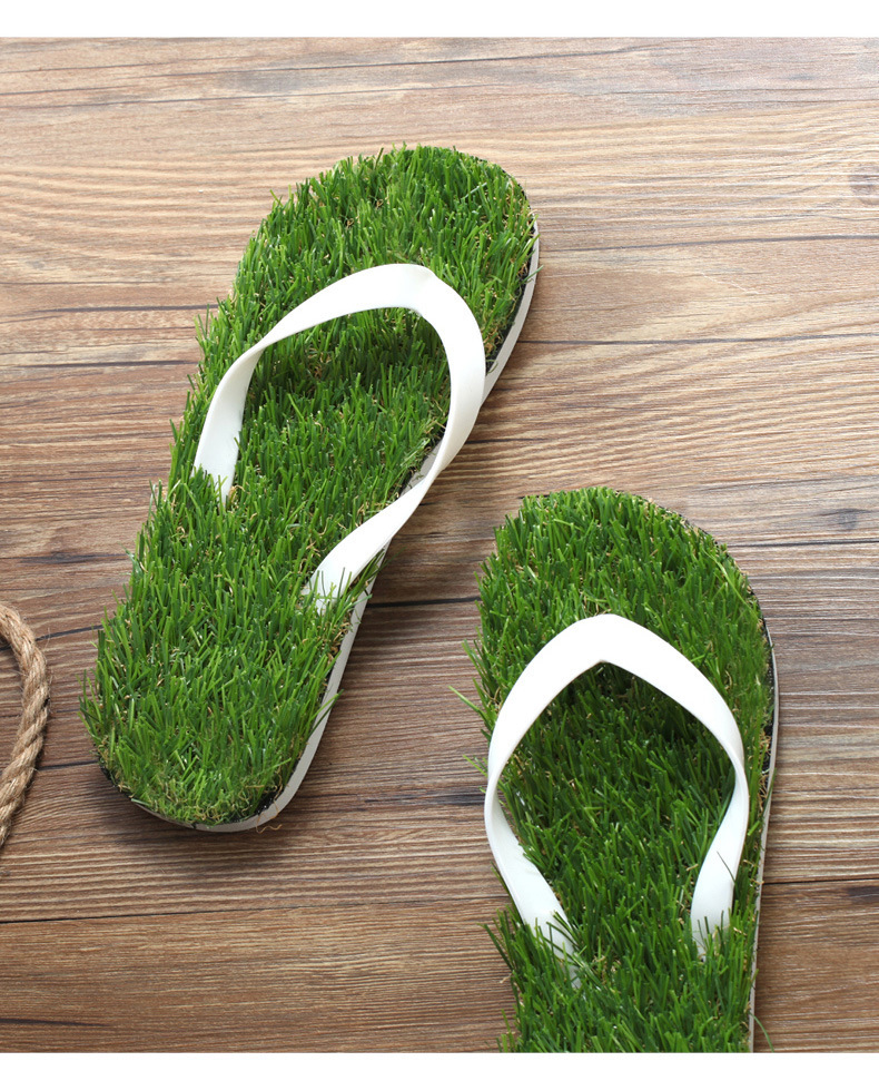 Couple's Artificial Grass Slippers Creative Turf Home Slippers Beach Slippers foto 3