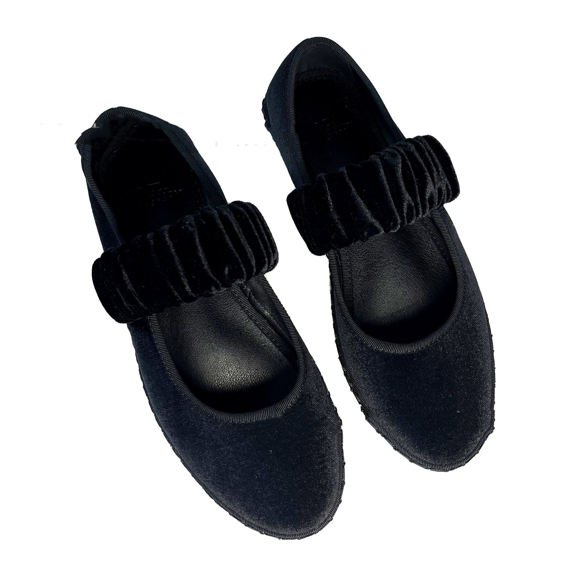 Pointed-toe Velvet Slip-on Ballet Flats With Elastic And Pleats foto 2