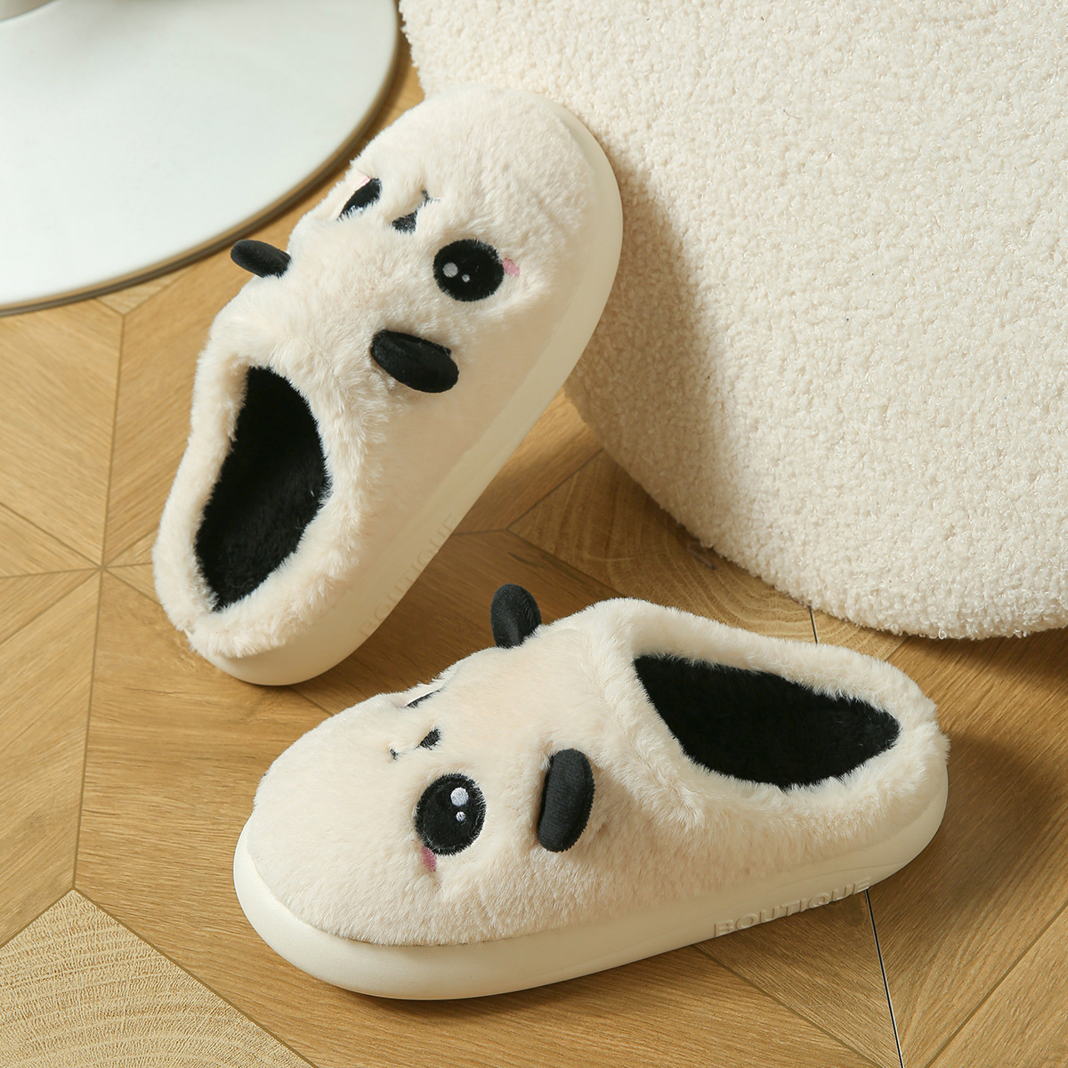 Cute Panda Cotton And Linen Soft Bottom Non-slip Slippers foto 4