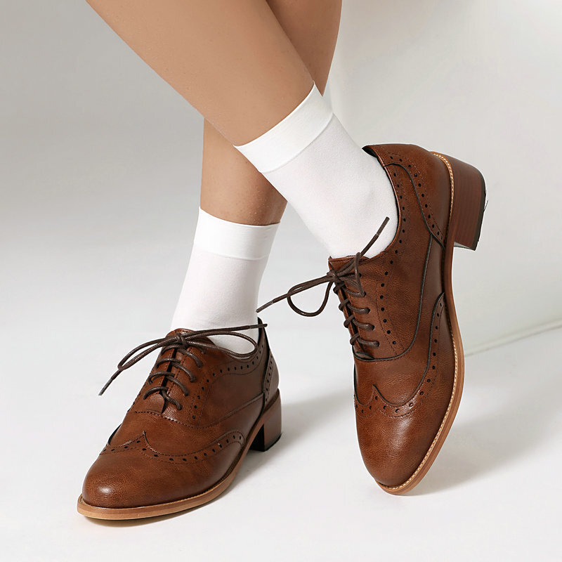 British Retro Oxfords Casual Shoes Lace-up Spring And Autumn Low-top Women foto 4