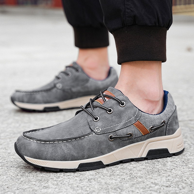 Leather Breathable Sneaker Men's Plus Size Casual Commuter Shoes foto 3