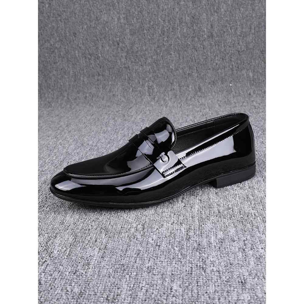 Glossy Slip-on Casual Breathable Business Formal Wear Leather Shoes foto 3