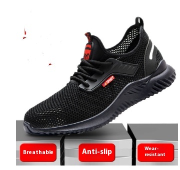 Comfortable Breathable Fly Woven Anti Slip Hiking Safety Shoes foto 3