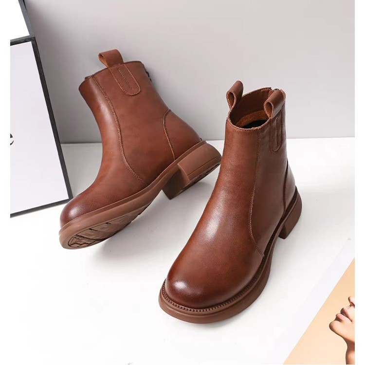 Women's Flat-Heeled Fleece-Lined Ankle Boots With Zippers foto 3
