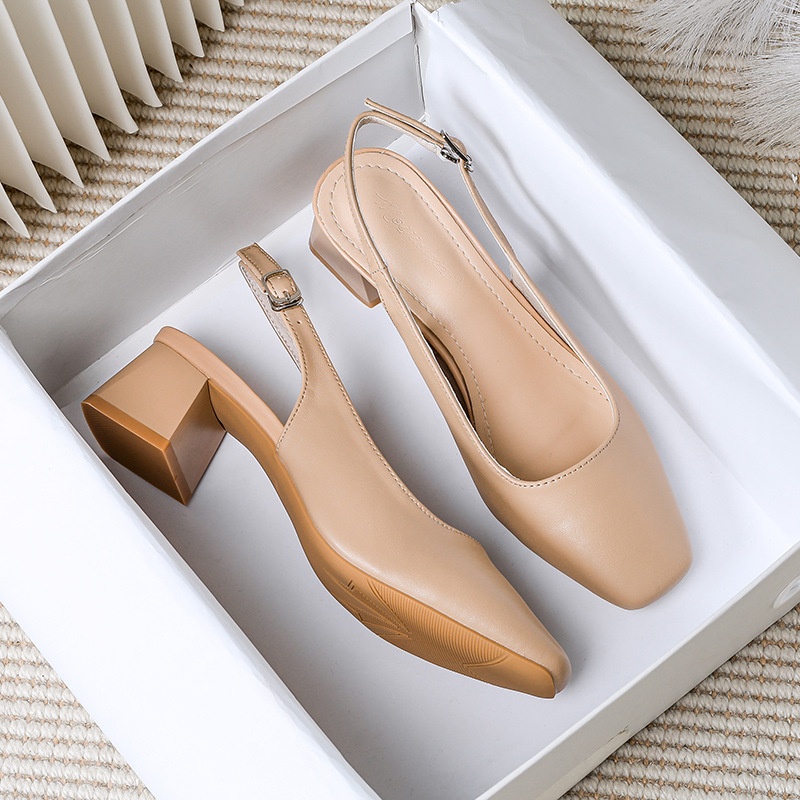 French-style Closed-toe Sandals For Women Mid- To Chunky Heel Summer Style