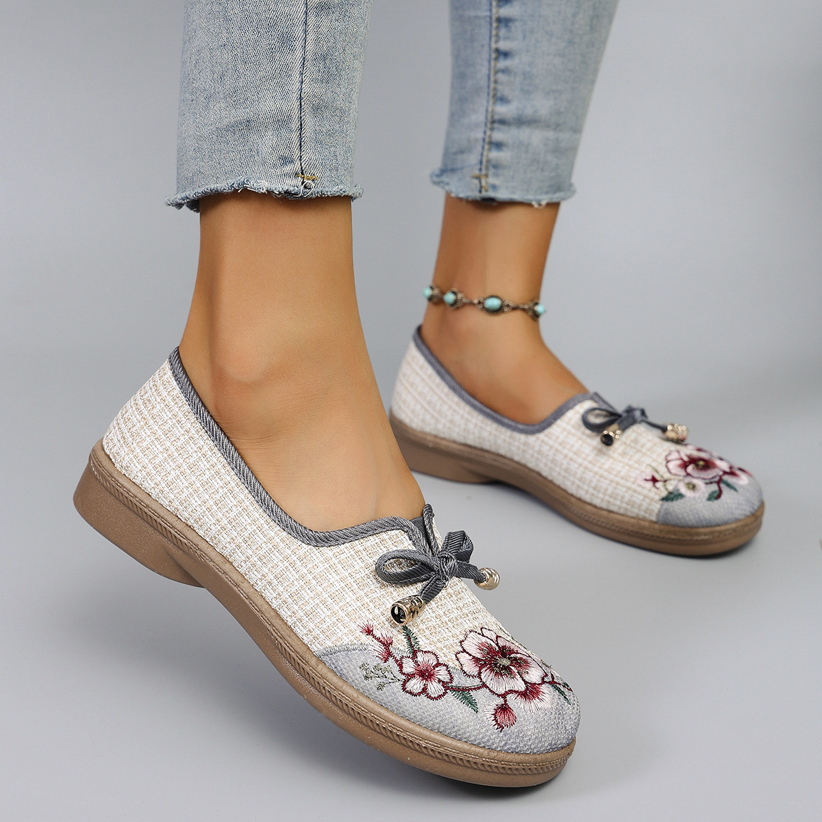 Flying Woven Ethnic Style Cloth Shoes Linen Flat foto 4