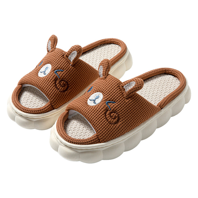 Cartoon Open Toe Couple Hemp Slippers foto 5