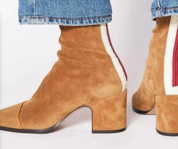 Winter Fashion High Heel Suede British Style Square Toe Women's Boots foto 4