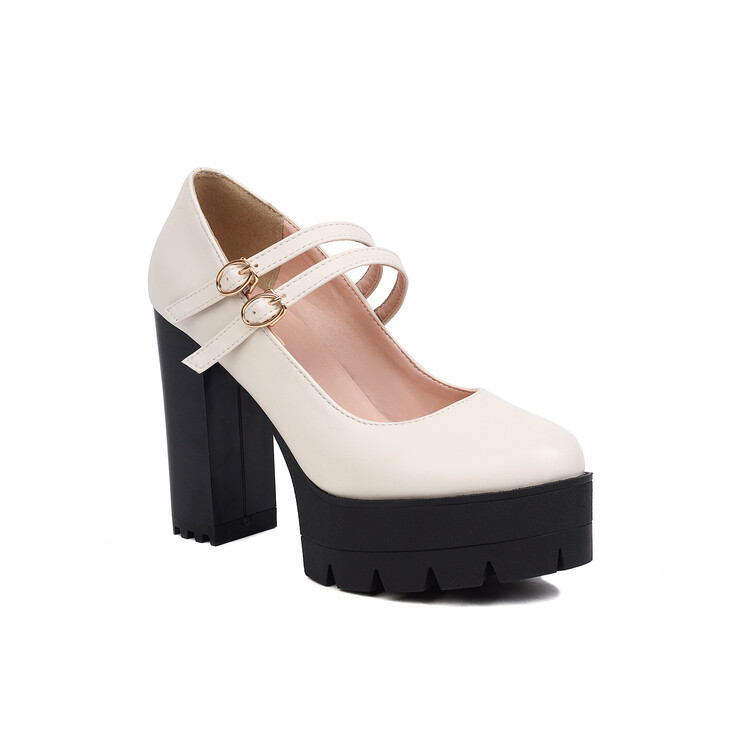 Womens Chunky High-heeled Shoes In Plus Sizes foto 5