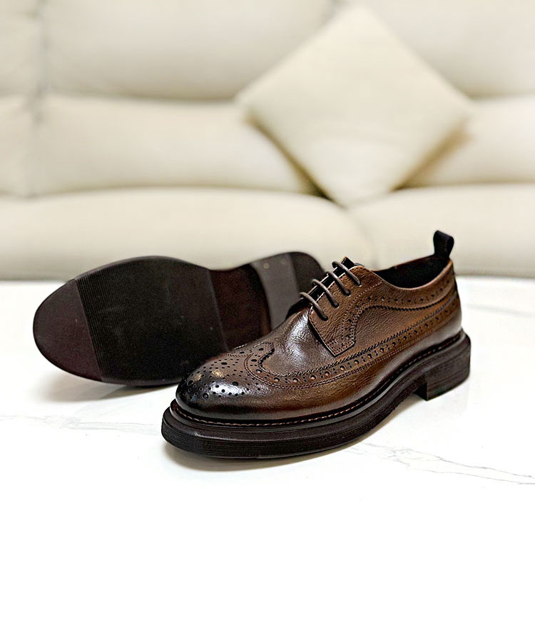 Brogue Men's Shoes Thick Bottom Height-increasing Leather Leather Shoes foto 4