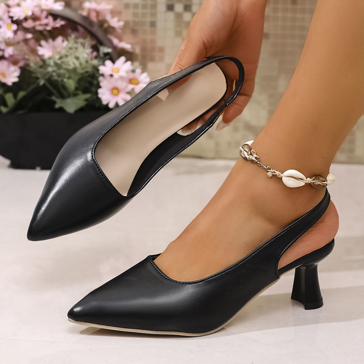 Pointed Toe Sandals Women's Mid Heel foto 3