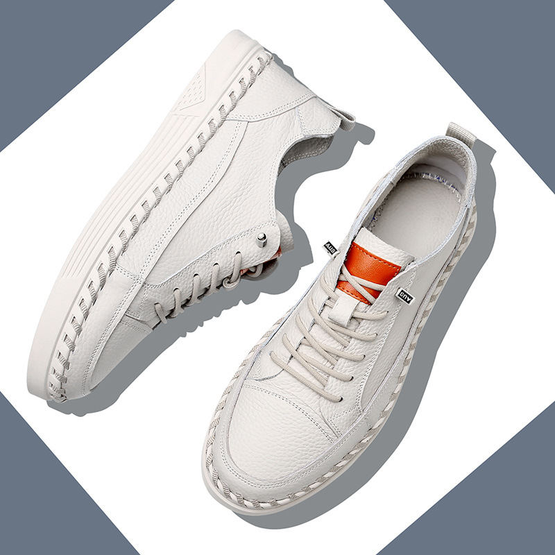 Men's Solid Color Versatile Genuine Leather Casual Sneakers foto 4