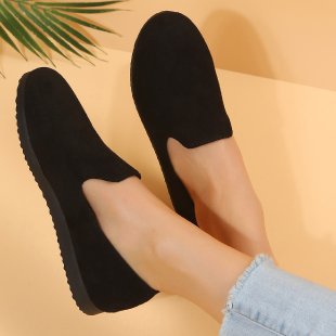 Spring Autumn New Style Slip-on Shoes Flat Solid Color Round Toe For Women