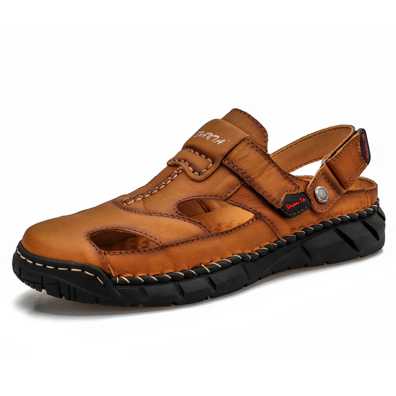 Mens Trendy Large-size Sandals With Velcro And Stitched Detailing foto 2