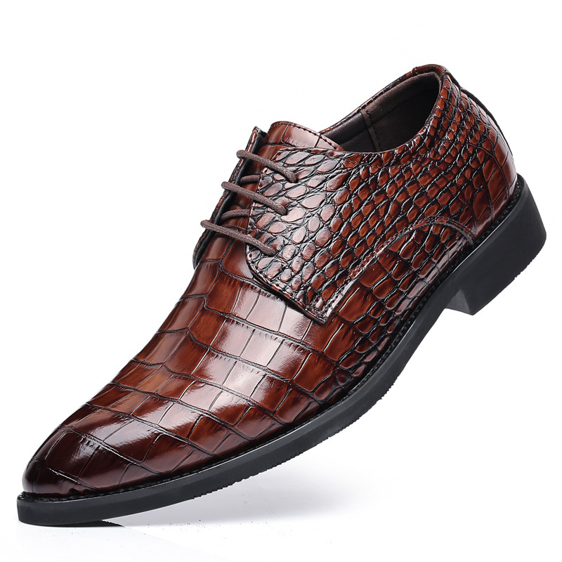 Men's Business Casual Shoes Fish Grain British Leather Shoes foto 2