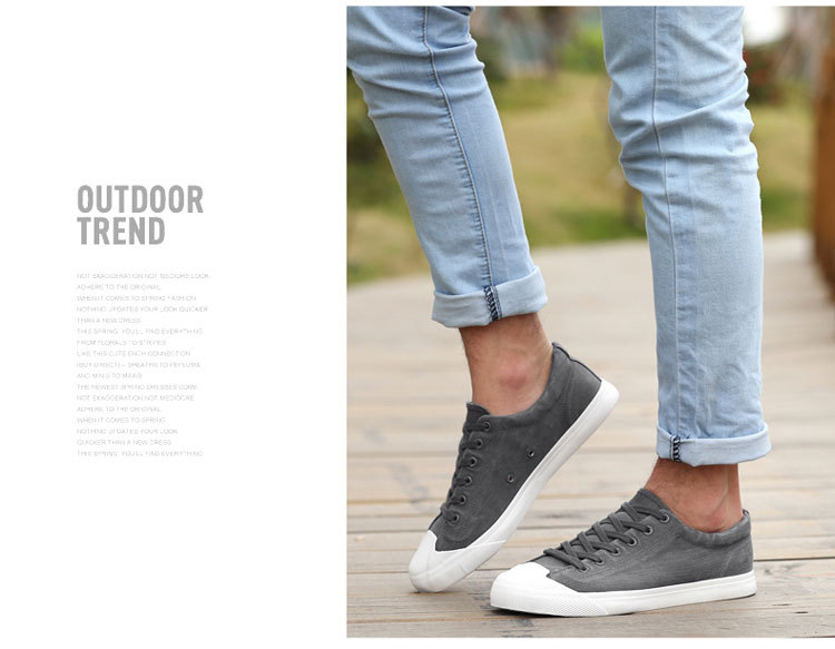 Low-top Lace-up Flat Four Seasons Solid Color Men's Canvas Shoes foto 3