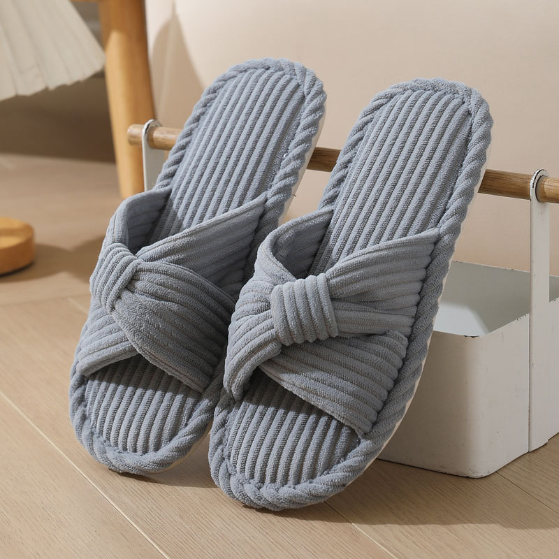 Corduroy Cross Cotton Slippers Home Warm Slippers foto 4