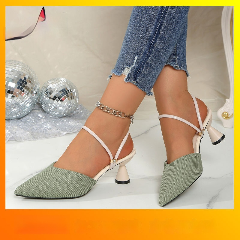 Women's Fashion Pointed-Toe High-Heel Half Sandals foto 2