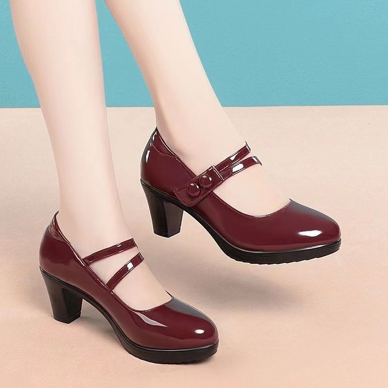 Genuine Soft Leather Womens Pumps With A Round Toe And High Heel foto 5